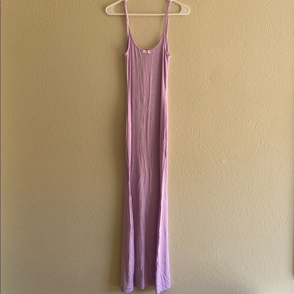 NEW SKIMS Soft Lounge Long Ribbed Cami Slip Dress Size L Sugar Plum Lilac Purple - Picture 2 of 11